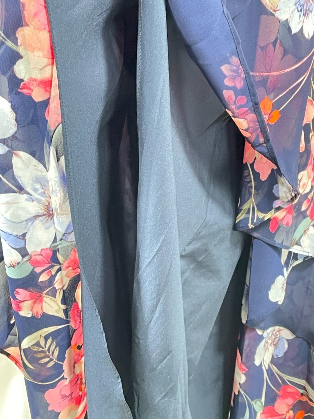 Eliza J Navy Floral Chiffon Wrap Maxi Dress Belted Size 8 Petite - Picture 12 of 15